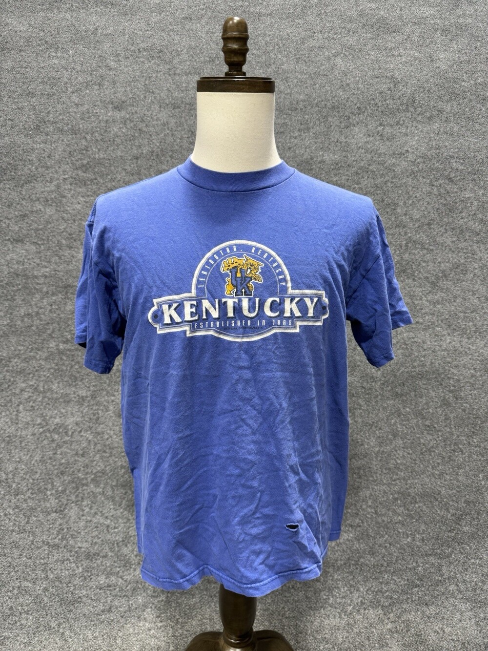 Vintage Kentucky Wildcats T Shirt Mens M Blue NCAA College Graphic Tee Red Oak